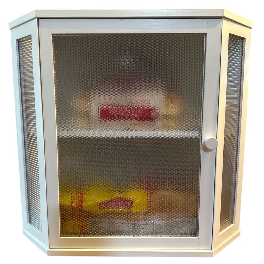 Large White Two-Shelf Corner Kitchen Counter Bread Bin Farmhouse Cottage